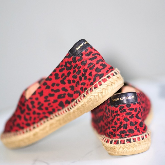 Saint Laurent Animal Print Flat Espadrilles - Picture 1 of 11